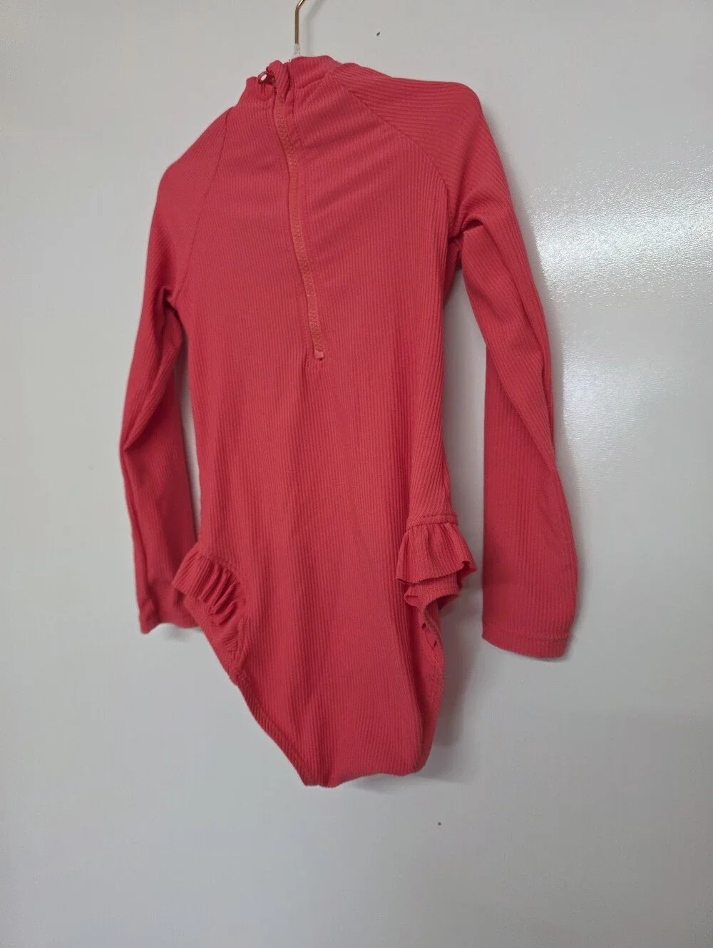 Zara Toddler Girl rash guard swim bodysuit long sleeve 1/4 Zip Ruffle SIZE 3T/4T